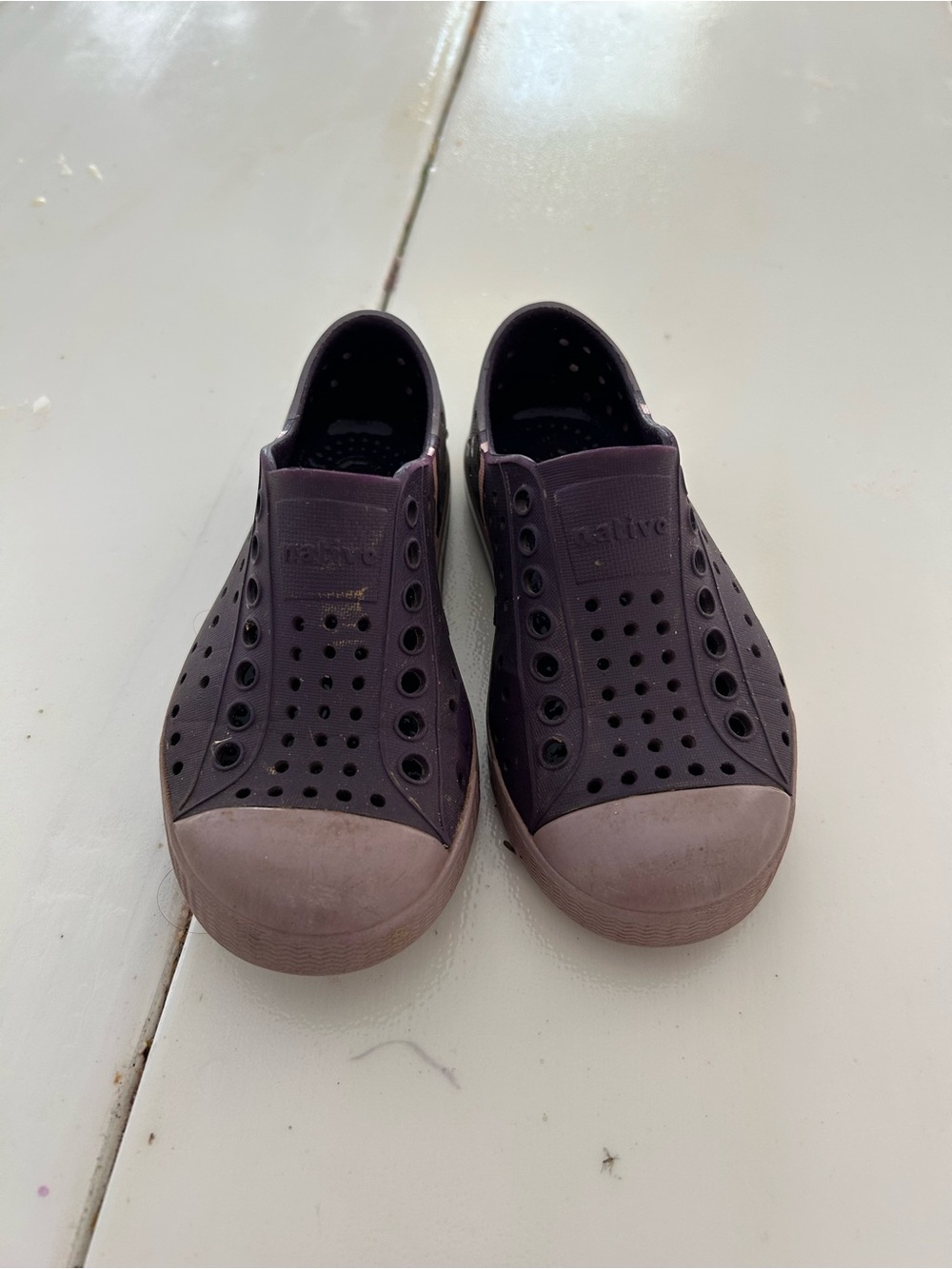 Native Slip-On Shoes in Plum with Mauve Toe Caps